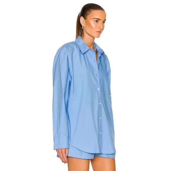 ALEXANDER WANG Button Down Boyfriend Shirt in Island Blue - NWT - Size Large - Picture 2 of 4